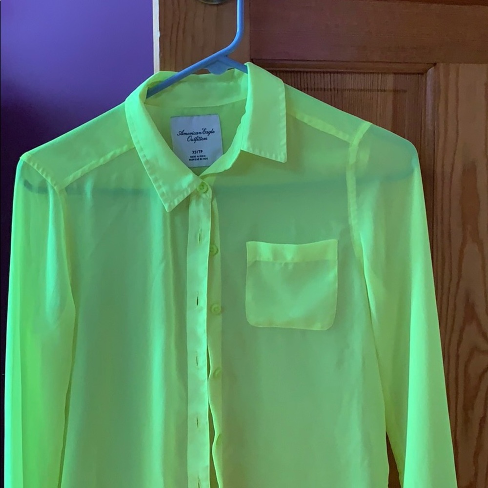 American Eagle neon button down